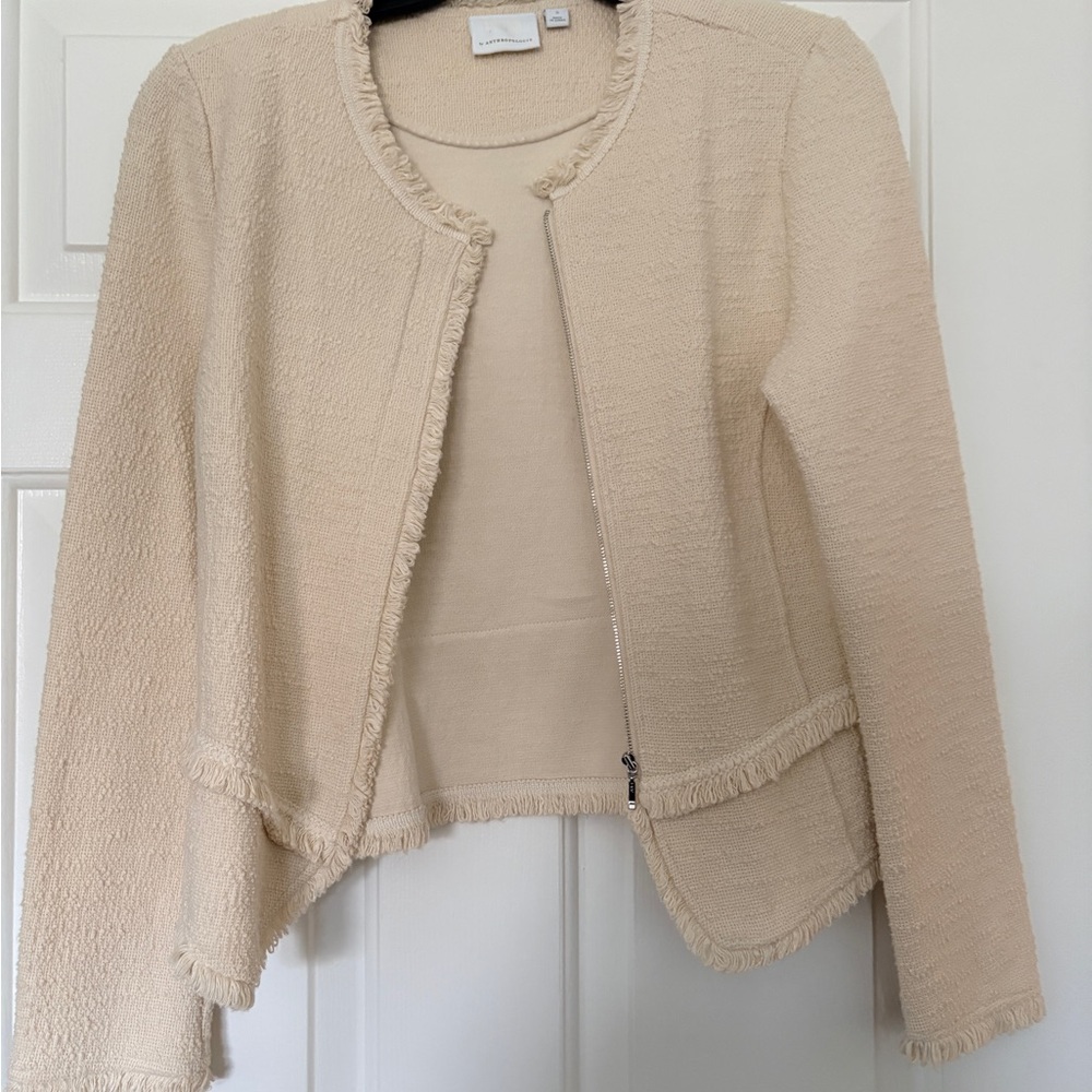 Anthropologie Cream Textured Blazer